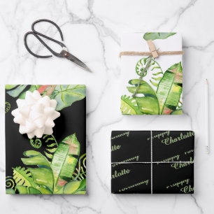 Tropical Palms Greenery Coordinated Gift Wrapping Paper Sheet