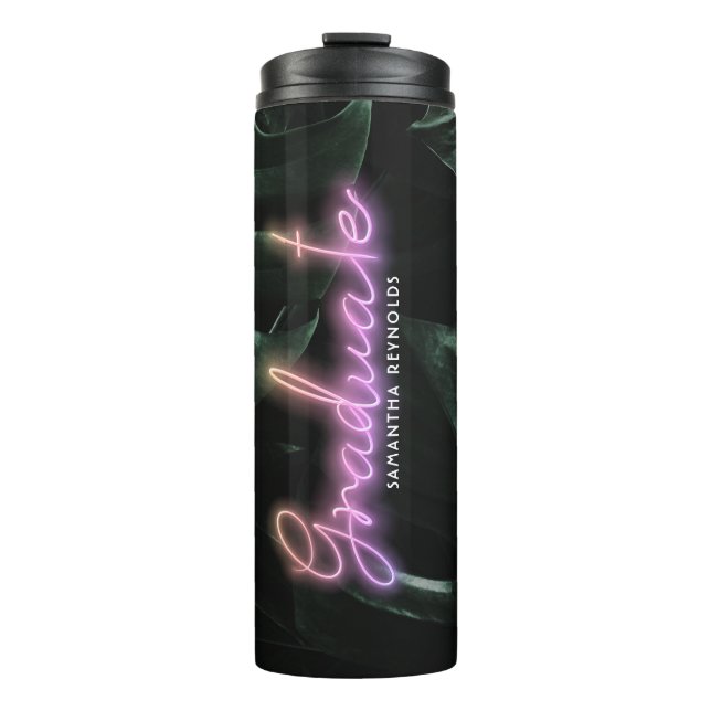 Tropical Palms Neon Lights | Monogram Graduate Thermal Tumbler (Front)
