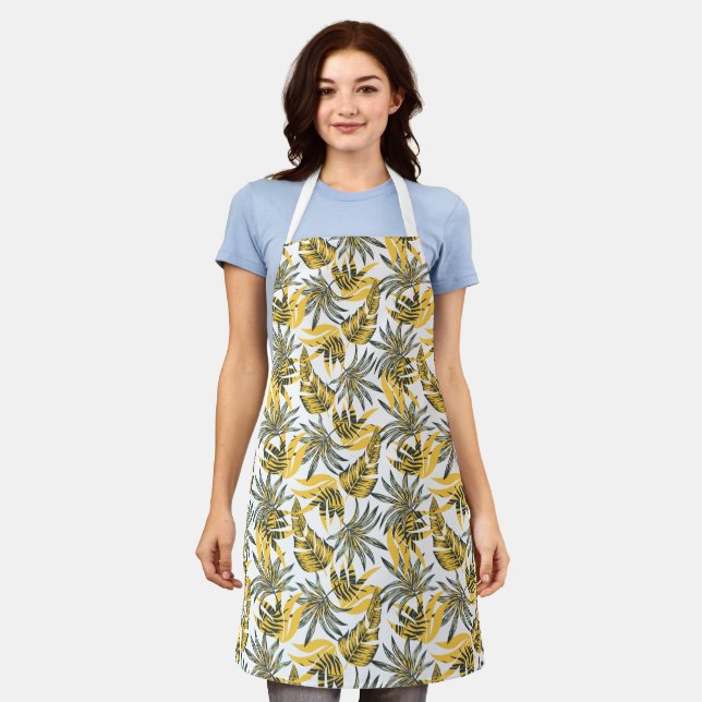 Tropical Palms Print Apron (Worn)