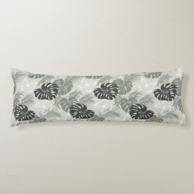 Tropical Palms Print Body Pillow (Front)