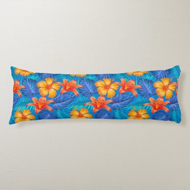 Tropical Palms Print Body Pillow (Front)