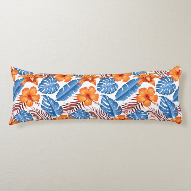 Tropical Palms Print Body Pillow (Front)