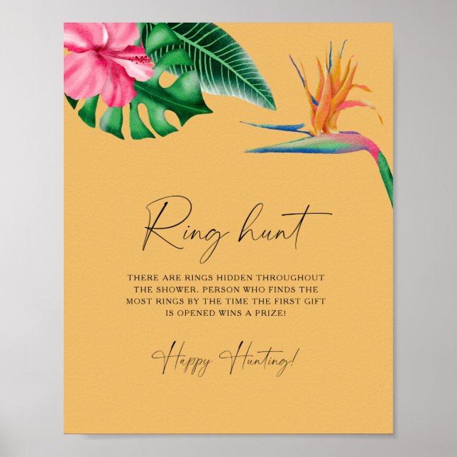 Tropical palms - Ring hunt bridal shower game Poster (Front)
