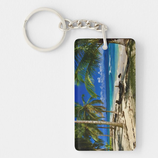 Tropical Palms San Blas Panama Sandy Beach Island Key Ring (Front)