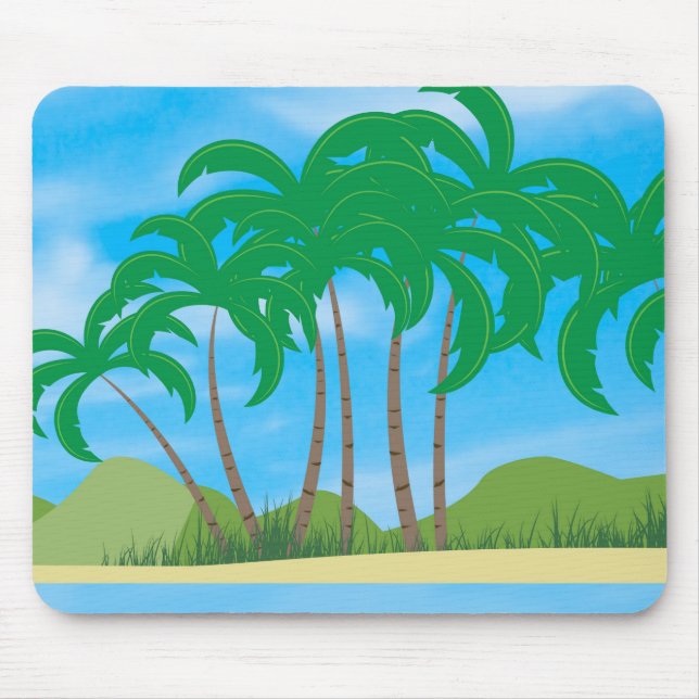 Tropical Palms Sand Blue Sky Elegant Template Mouse Pad (Front)