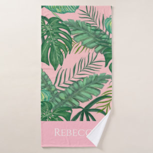 Tropical Palms Stripe Personalised  Beach Towel