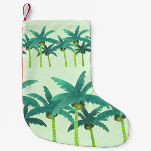 Tropical Palms: Watercolor Seamless Ribbon. Small Christmas Stocking