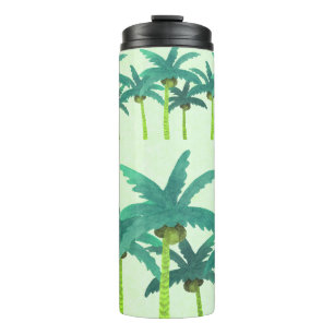 Tropical Palms: Watercolor Seamless Ribbon. Thermal Tumbler