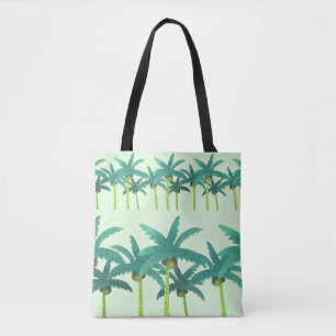 Tropical Palms: Watercolor Seamless Ribbon. Tote Bag
