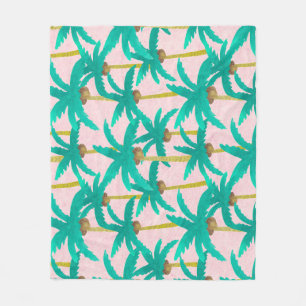Tropical Palms: Watercolor Summer Pattern Fleece Blanket