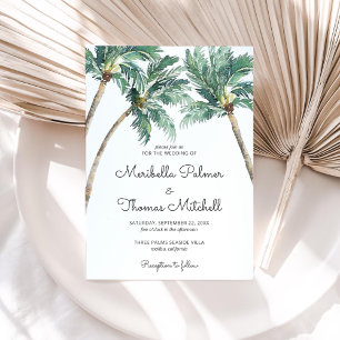 Tropical Palms   Watercolor Wedding Invitation