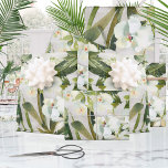 Tropical Palms White Orchid Garden Floral Wrapping Paper Sheet<br><div class="desc">Floral wrapping paper sheets featuring watercolor painted peonies,  poppies,  sunflowers,  dahlias and other garden delights.</div>