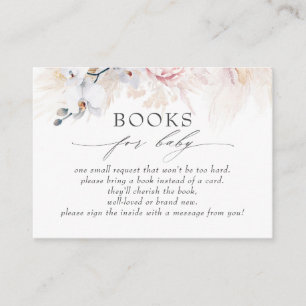 Tropical Pampas Grass Floral Baby Books Request Business Card