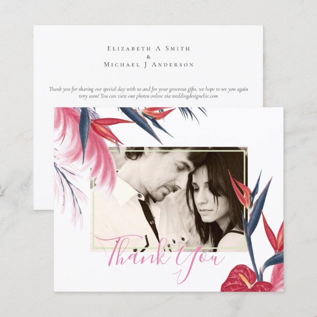 Tropical Pampas Grass Navy Berry Wedding (Front/Back)