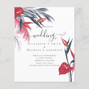 Tropical Pampas Grass Navy Berry Wedding Flyer