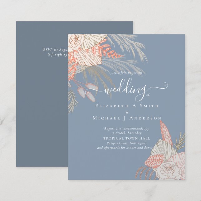 Tropical Pampas Grass Terracotta Wedding (Front/Back)