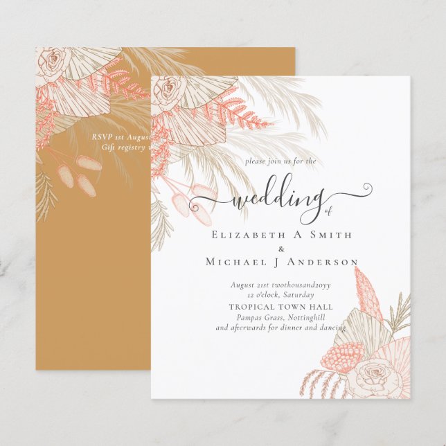 Tropical Pampas Grass Terracotta Wedding (Front/Back)