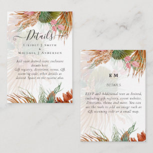 Tropical Pampas Grass Terracotta Wedding Enclosure Card