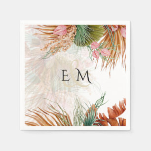 Tropical Pampas Grass Terracotta Wedding Napkin