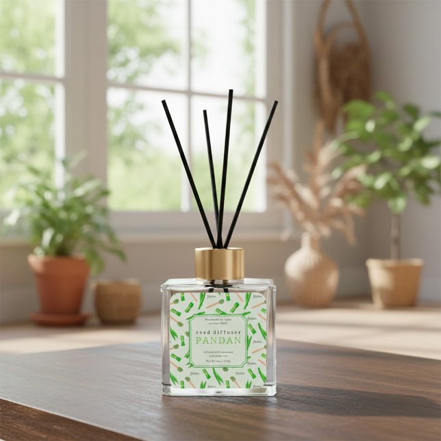 Tropical Pandan Leaf Reed Diffuser Label (Creator Uploaded)