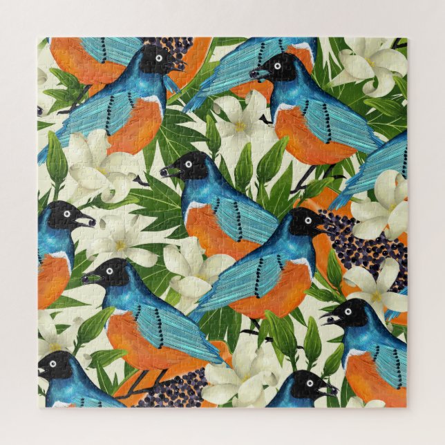 Tropical papaya and bird pattern. jigsaw puzzle (Vertical)