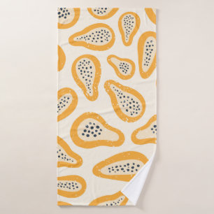 Tropical Papaya: Grunge, Hand Drawn. Bath Towel