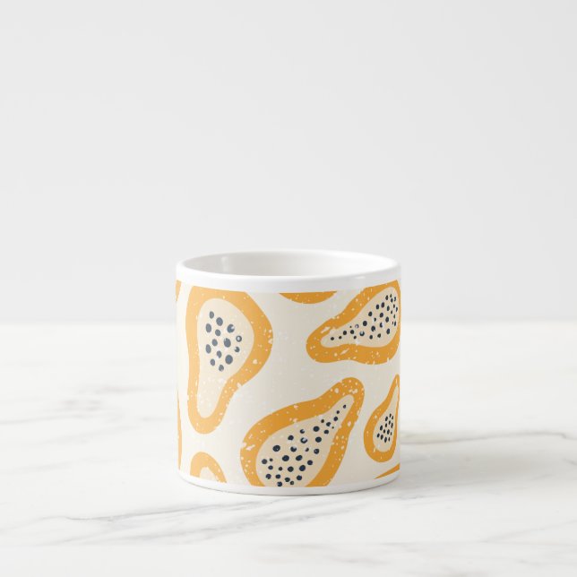 Tropical Papaya: Grunge, Hand Drawn. Espresso Cup (Front)
