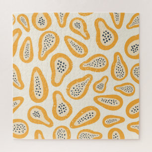 Tropical Papaya: Grunge, Hand Drawn. Jigsaw Puzzle