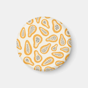 Tropical Papaya: Grunge, Hand Drawn. Magnet