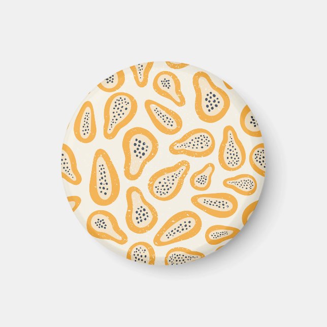 Tropical Papaya: Grunge, Hand Drawn. Magnet (Front)