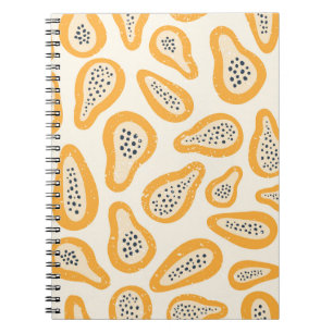 Tropical Papaya: Grunge, Hand Drawn. Notebook