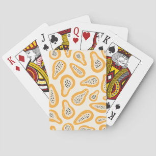 Tropical Papaya: Grunge, Hand Drawn. Playing Cards