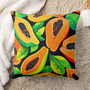 Tropical Papaya Paradise Cushion