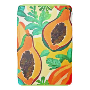 Tropical Papaya Pop Art Bath Mat