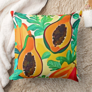 Tropical Papaya Pop Art Cushion