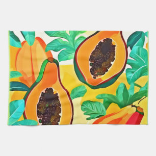 Tropical Papaya Pop Art Tea Towel