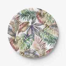 Tropical Paper Plates Tropical Monstera Leaf Decor