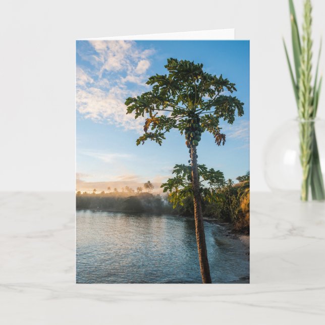 Tropical Paradise At Sunset, Fiji Card (Front)