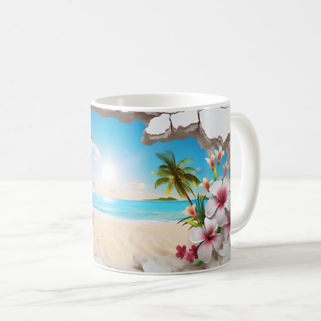 Tropical Paradise Beach 3D Mug (Front Right)