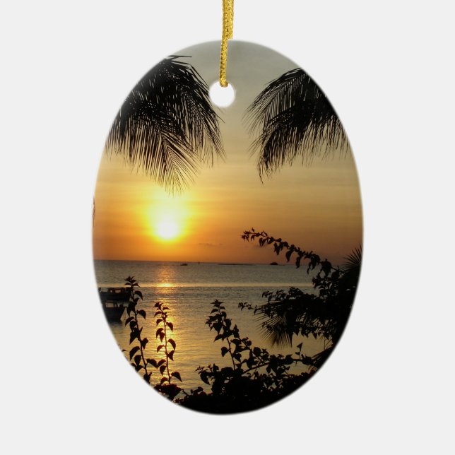 Tropical Paradise Beach Ceramic Tree Decoration (Front)