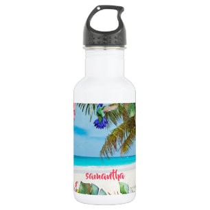 Tropical Paradise Beach Floral Hawaiian 532 Ml Water Bottle