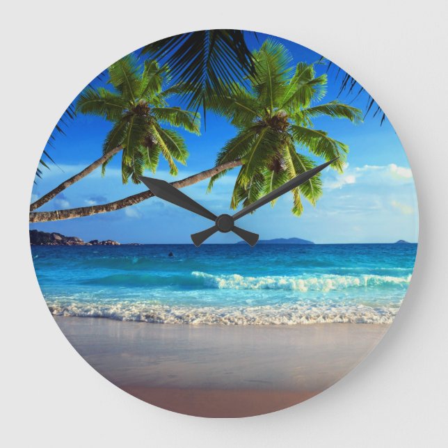 Tropical Paradise Beach Large Clock (Front)