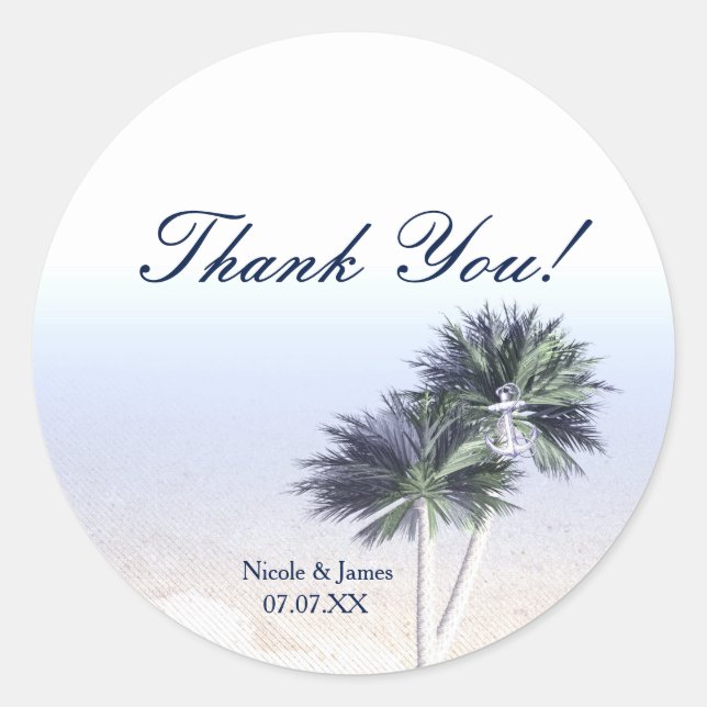 Tropical Paradise Beach & Palm Trees Stickers (Front)