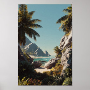 Tropical Paradise Beach - Scenic Coastal Art Poster