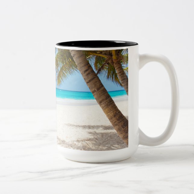 Tropical Paradise Beach Two-Tone Coffee Mug (Right)
