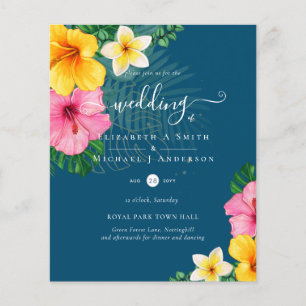 Tropical Paradise Beach Wedding Vibrant Florals Flyer