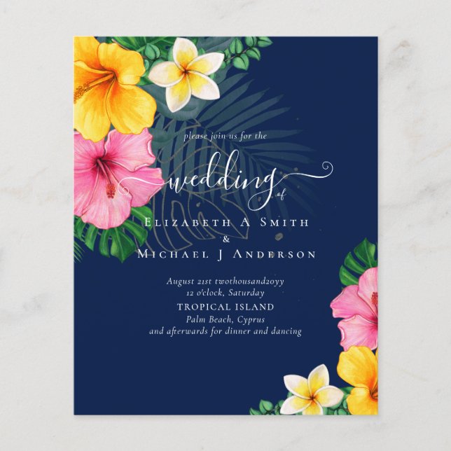 Tropical Paradise Beach Wedding Vibrant Florals Flyer (Front)
