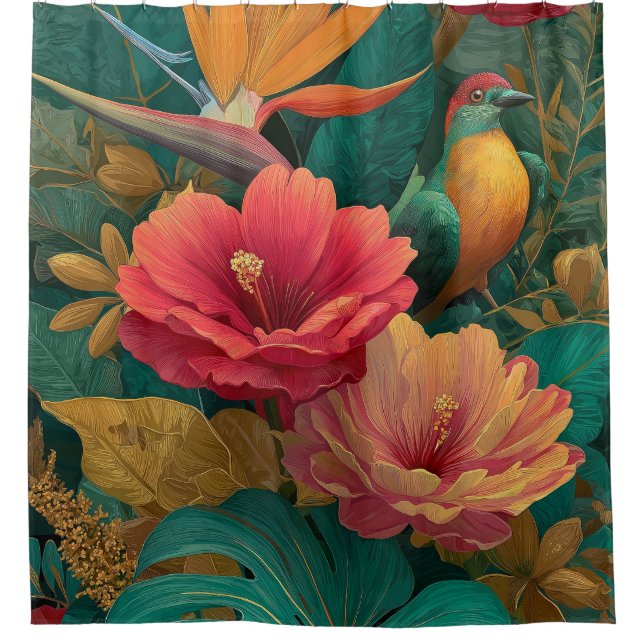 Tropical Paradise Botanical Shower Curtain (Front)