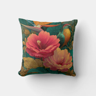 Tropical Paradise Botanical Throw Pillow