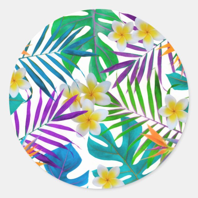 Tropical Paradise Classic Round Sticker (Front)